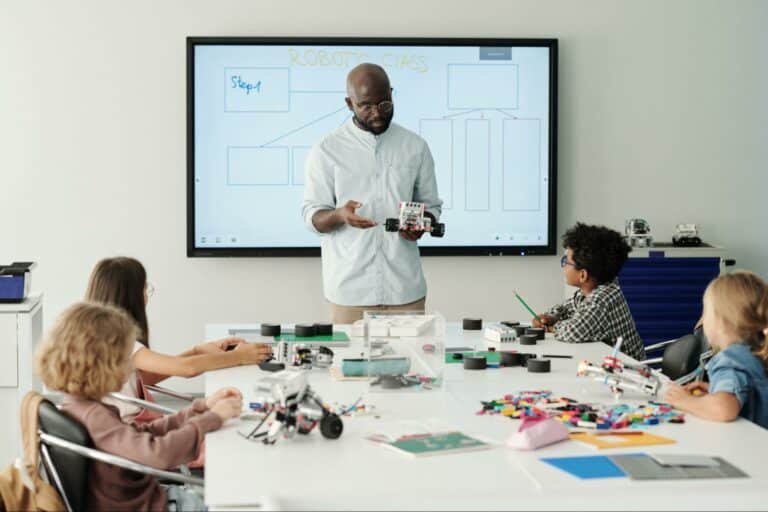Engaging classroom activities with students exploring hands-on learning and collaboration.