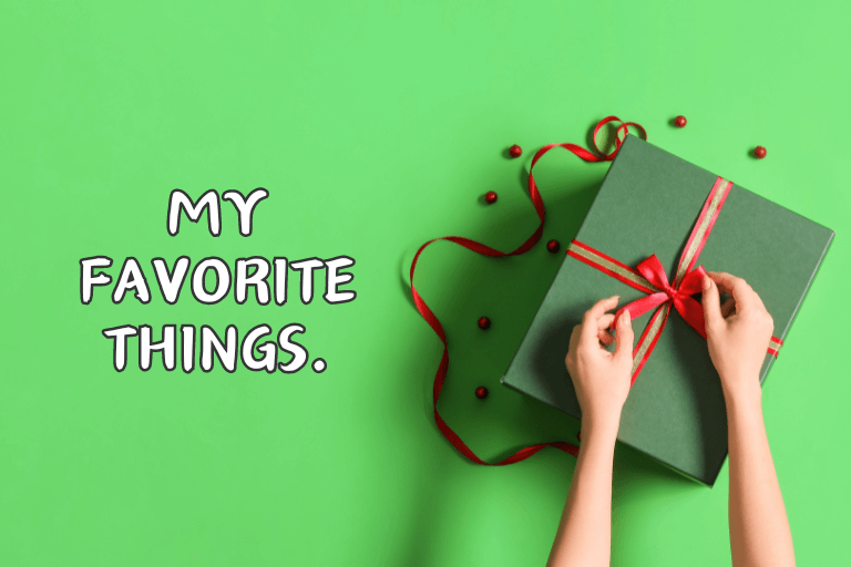 green background gift opening