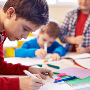 boy student writing