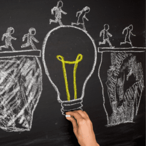 collaborative learning with bulb and people