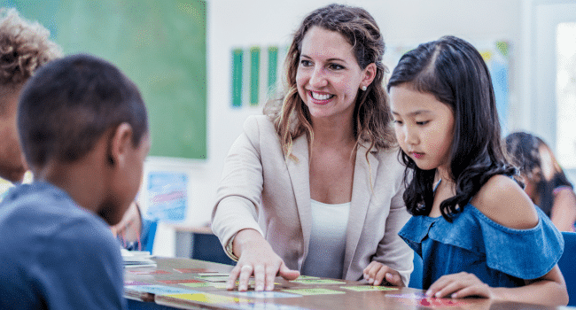 teacher with students