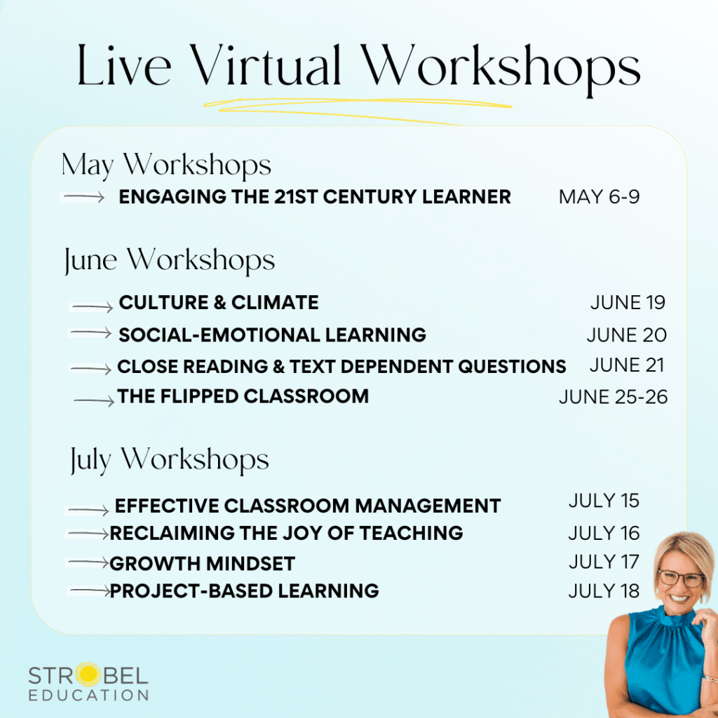 Schedule of Live Virtual Workshops from May to July